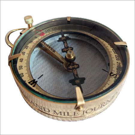 Brass Compass Transparent Glass