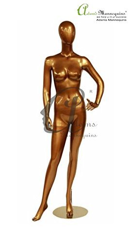 Female Abstract Golden Gloss Mannequin FA07 - Fiberglass, Medium Size, Golden Gloss, Fixed Pose, Full Body Display, Standing Posture | Ideal for Retail Clothing Showcase