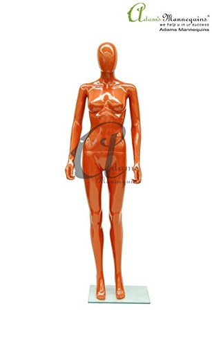 Abstract Female Mannequin - Fiberglass Medium Size, Orange Gloss Finish | Standing Pose, No Wig, Adult Women's Display