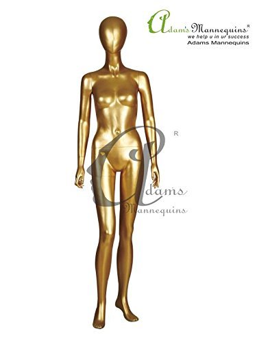 Female Abstract Golden Gloss Mannequin FA010 - Fiberglass, Medium Size, Golden Gloss Color | Full Body, Standing Pose, Without Wig