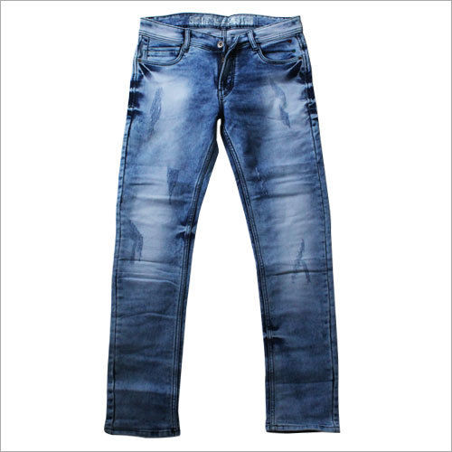 Blue Mens Washed Slim Fit Jeans