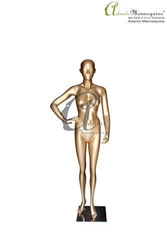 Female Abstract Golden Gloss - Fiberglass, Medium Size, Golden Gloss Finish | Full Body, Fixed Pose, No Wig, Modern Design for Fashion Retailers