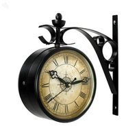 Antique Station Clock - Wood, Small To Large Size, Black Color | Round Shape, Unisex Design, Luxury Appeal, 500 Grams Weight, Warranty Included