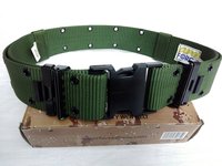 Military Web Belt - 100% Nylon, Width 2.25 Inches, Length 55 Inches Adjustable, Olive Green | Heavy-duty Male Female Buckles, Brass Eyelets