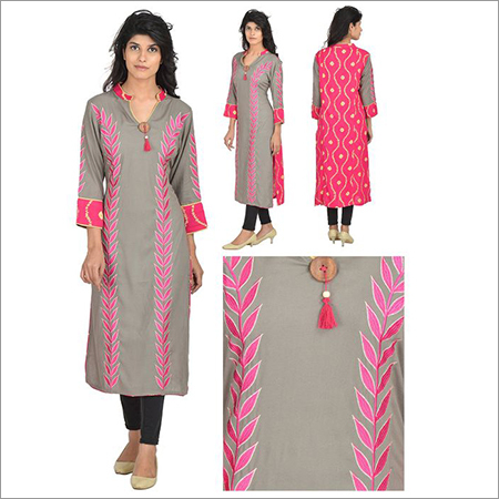 Desginer Double Color Stylish Kurta With Embroidery Desginer Double Color Stylish Kurta With Embroidery