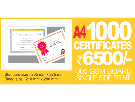 A4 Certificates Single Side Offset Printing A4 Certificates Single Side Offset Printing