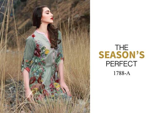 Fancy Seasons Cotton Dress - S-XL, Green | Floral Print, Elegant Style, Comfortable Fit