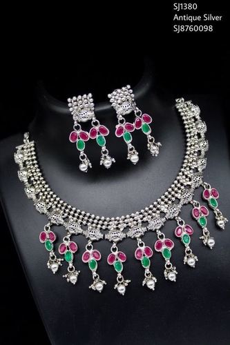 Multiline Company Black Silver Plated Copper Temple Necklace