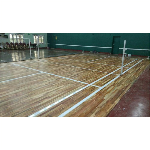 Teak Wood Badminton Court Flooring - 21mm Teak Wood, 65mm Size, Red Color | Flame Resistant, Unique Design, 5-Year Warranty, Durable 15-20 Years