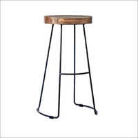 Black Pouder Coting Bar Stool Round Wooden Top