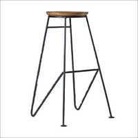 Black Pouder Coting Bar Stool Natural Wood Top