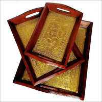 Brass Fitted Wooden Trays