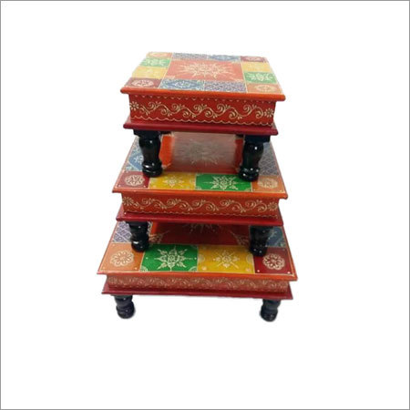 Handmade Wooden Hand Painted Chowki