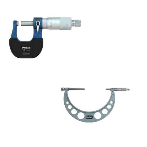 Outside Micrometers - Premium Quality Steel 0-150 mm Range in Manual Control | Carbide Tipped Faces Satin Chrome Finish Positive Locking Clamp Ratchet Stop for Precision Readings