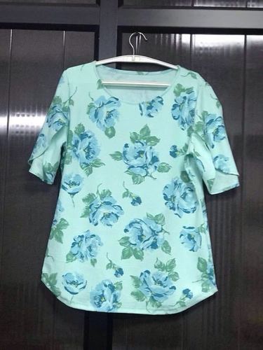 Ladies T-Shirt - Cotton, Sizes: S, M, L, XL, XXL | Color: Blue, Pattern: Printed, Warranty: 1 Month