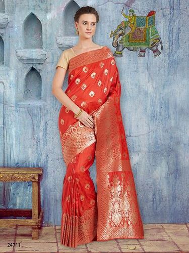 Red Ethnic Wear Banarasi Silk Sarees