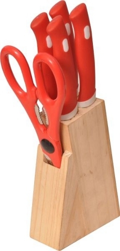 Knife Set Kitchen - Color: Red