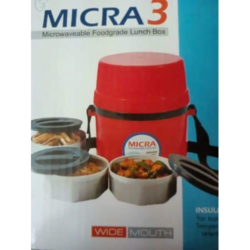 Lunch Box - Set of 3 Durable Heat Resistant Plastic Containers | Electric Microwavable, Low Power Consumption, Shock Proof, Ideal for Office & Picnics