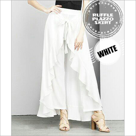 Ruffle Palazzo White Color
