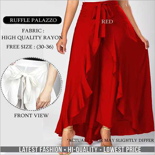 Ruffle Palazzo Red Color