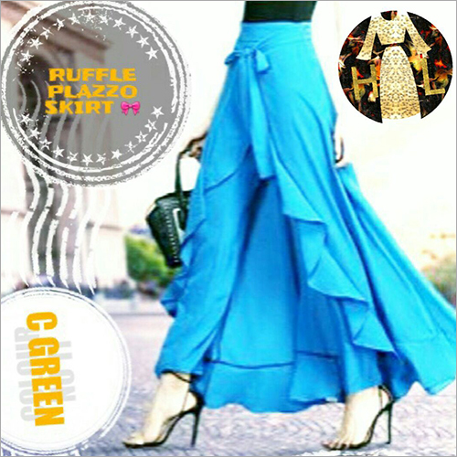 Ruffle Palazzo Light Blue Color