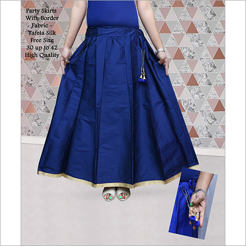 Tafeta Silk Skirt Blue