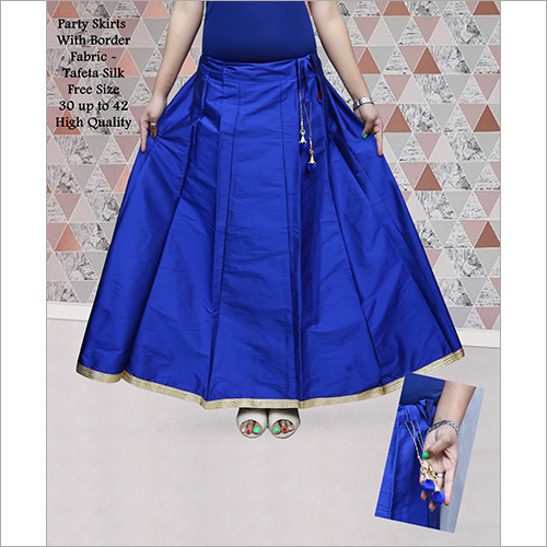 Tafeta Silk Skirt Royal Blue