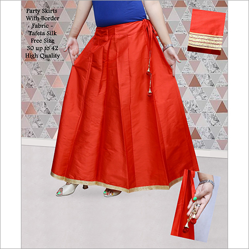 Tafeta Silk Skirt Red