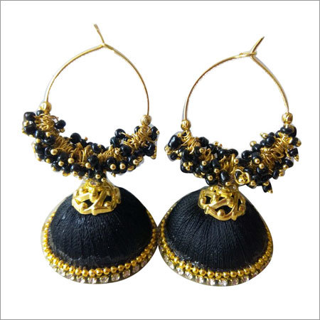 Black Color Thread Jhumkas
