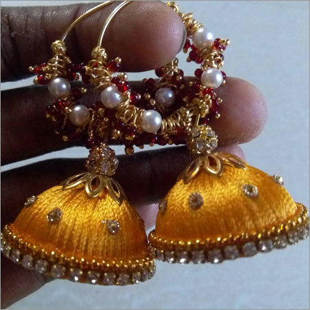 Silk Thread Jhumki Earrings