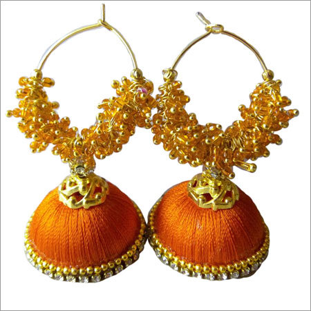 Orange Thread Jhumkas
