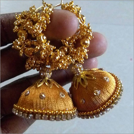 Yellow Thread Jhumkas