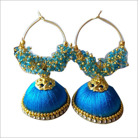 Blue Thread Jhumkas