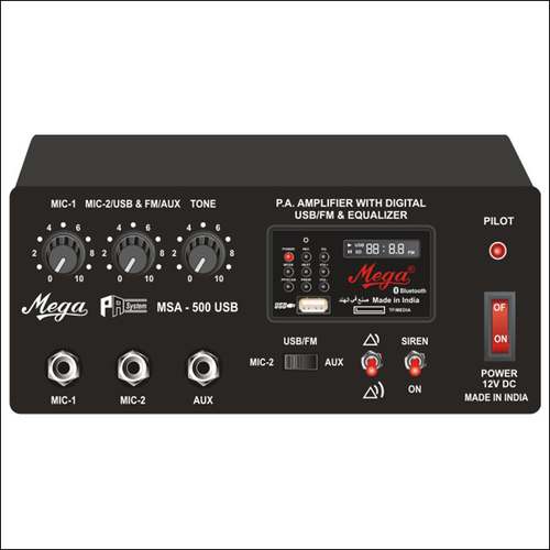 P.A. Mobile Amplifier Cum Siren Msa-500U Frequency (Mhz): 100- 10000 Hz A 3Db Hertz (Hz)