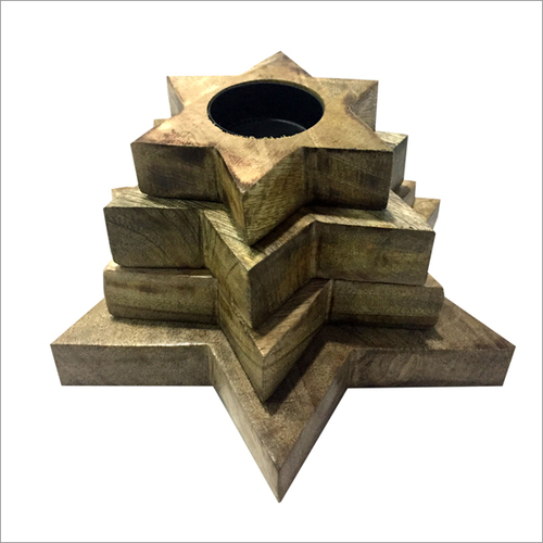 Wooden Candle Stand Set - Handcrafted Indian Wood, Modern Arts Style | Perfect for Arts & Crafts, Unique Business Gift, Thoughtful Present