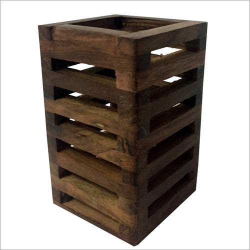 Wooden Pen Stand - Polished Wood | Handcrafted Pen Holder for Office & Home, Customizable Colors, Ideal for Birthday & Business Gifts