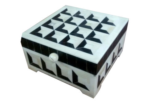 Bone Inlay Geometrical Design Jewellery Box