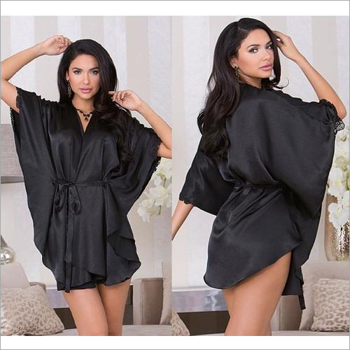 Women Satin Lace Bathrobe