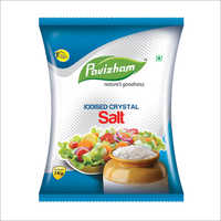 Iodized Crystal Salt - 1 Kg, Blue Plastic Airtight Pouch | Boosts Metabolism, Improves Digestion, Enhances Immune Function