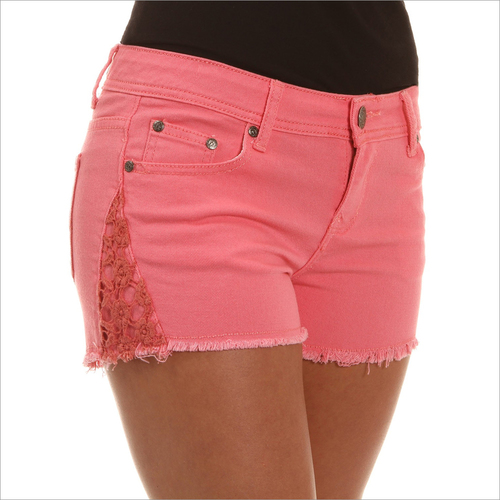 Womens Pink Denim Shorts