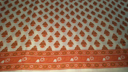 Unstitched Salwar Suits - Cotton, 5 Meters, Orange | Elegant Design, Soft Texture, Floral Pattern, Comfortable Fit
