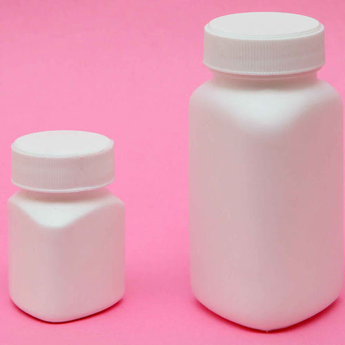 HDPE Triangular Tablet Container - Plastic, 10-150 Grams , Airtight Cap, Triangular Design, Progressive Machine Fabrication, Extrusion Blow Molding