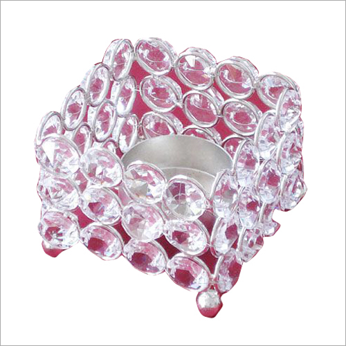 Beaded Crystal Square Candle Stand