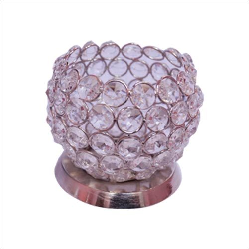 Round Beaded Crystal Candle Stand