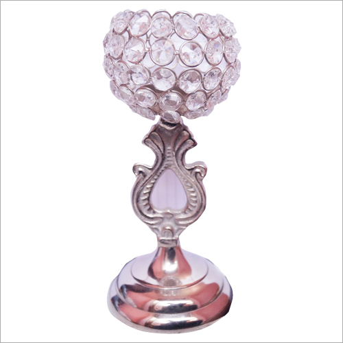 Round Top Crystal Candle Stand