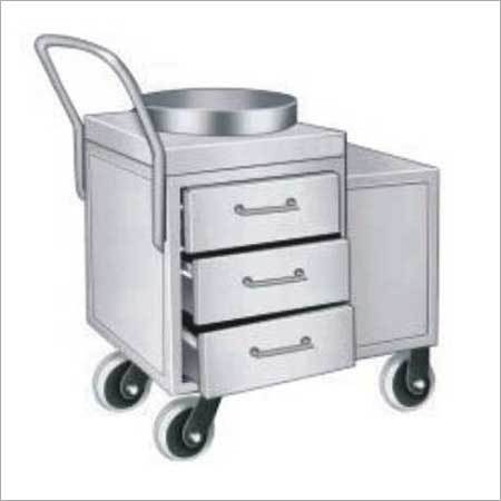 Tea Service Trolleys - Stainless Steel, Semi Automatic Design | Elegant Silver Finish For Canteen, Hotel, And Restaurant Use, 1-year Warranty