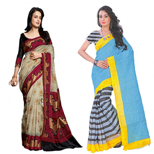 Printed Compelling Bhagalpuri Saree