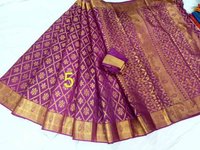 Art silk Ikkat weaved jari rich pallu with running plain blouse attached
