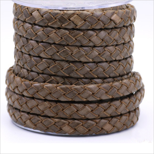 Flat Leather Braided Cord By VICTORY EXIM