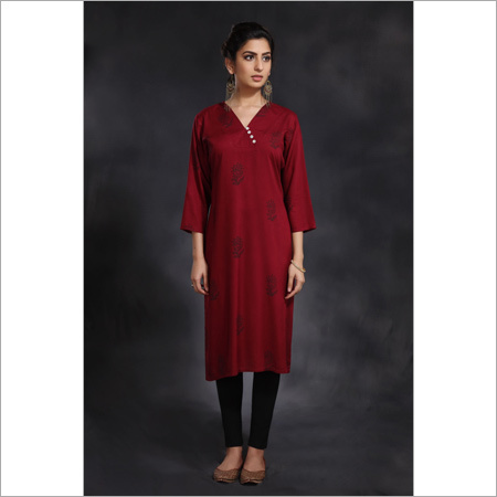 Ladies Rayon Block Print Kurti Size: Extra Large